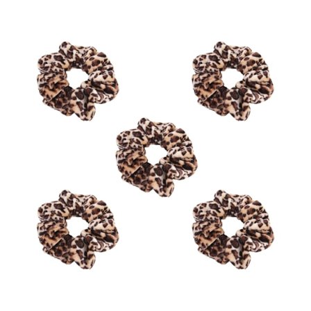 Hårbånd - Scrunchie - Leopard - 5-pakning