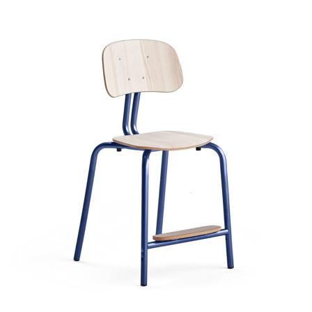 Skolestol YNGVE, benstel, koboltblå, ask, H 520 mm