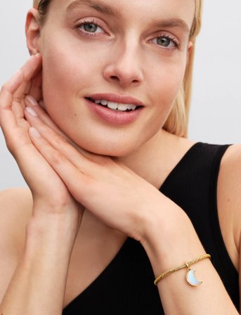 Pandora Moon 14K Gold-Plated Dangle With Clear Cubic Zirconia And Moonstone Iridescent Glass - Gold - ONE SIZE