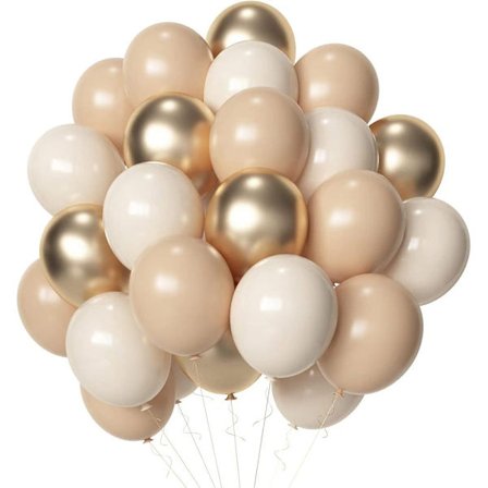 Fødselsdagsballonsæt med 38 beige, hvide og guldfarvede balloner til dåb og bryllupper, babyshower-festdekorationer 30 cm