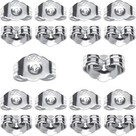 10 par 925 Sterling Sølv Øredobber Baksider Stift Sommerfugl Lukking Blondekant Øreplugger Standardstørrelse Hull 0,7 mm for Smykker