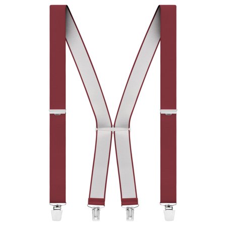 Solide burgunderfarbene Clip-On-Hosenträger für Männer - Hosenträger mit Clips
