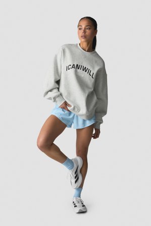 ICANIWILL - Everyday Relaxed Crewneck Print White Melange - Pitkähihaiset - Naiset - Treenivaatteet ICIW:ltä