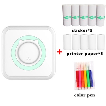 Mini Termisk Printer, Bærbar Blækfri Bluetooth Printer med 5