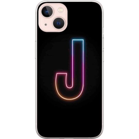 Kompatibelt Mobildeksel til Apple iPhone 13 Minimalistisk neonbokstav J i fargeskiftende lys mot svart bakgrunn