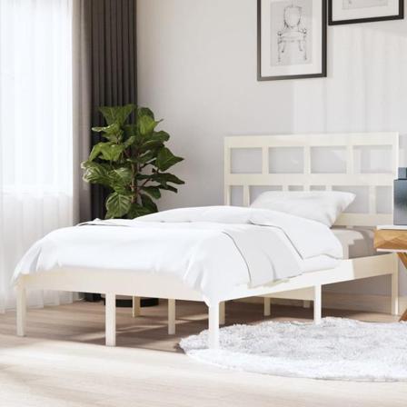 Vidaxl Sängram Vit Massiv Furu 140x200 Cm Vit
