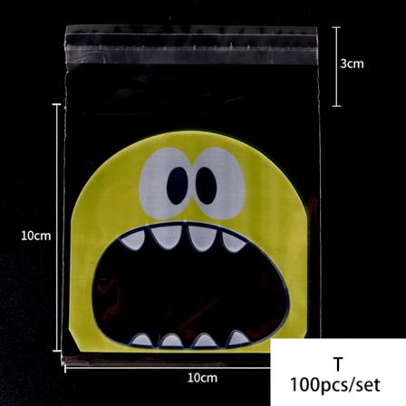 100st/pack Cartoon E Cookie Candy Självhäftande Påsar Bakning Ba