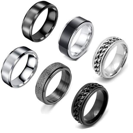 Släta ringar i rostfritt stål, 6-pack, flerfärgade, 23 mm