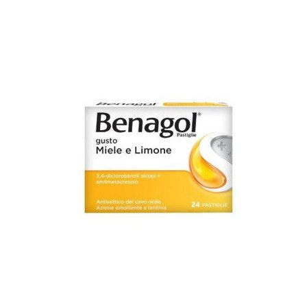 Benagol Antisettico per Bocca e Gola 24 Pastiglie Miele e Limone