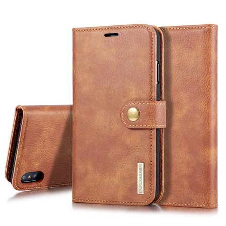 DG.MING 2-in-1 Magnet Wallet iPhone X/XS Brown