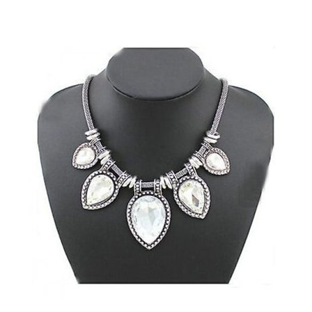 Luksuriøs Vintage Kvinders Choker Halskæde Stor Krystal Smykker Sølvfarvet Kæde Boho Chunky Statement Maxi Halskæder Collier Femme