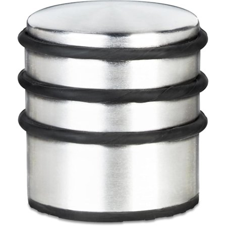 Tung Dørstopper, Dørstopper med Gummiring, Rustfrit Stål og Gummi Dørpude