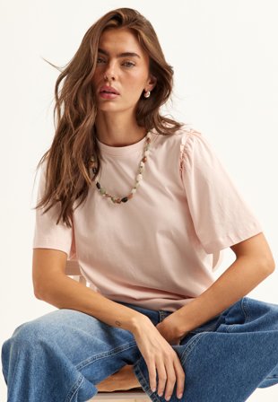 SELECTED - Slfpenelope 2/4 RUFFLE TEE NOOS