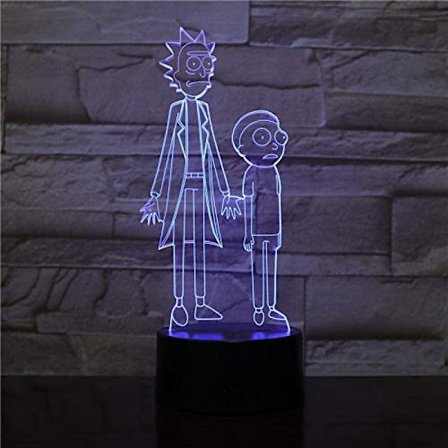 3D LED-nattlampa Cartoon Rick et Morty Färgglad natt