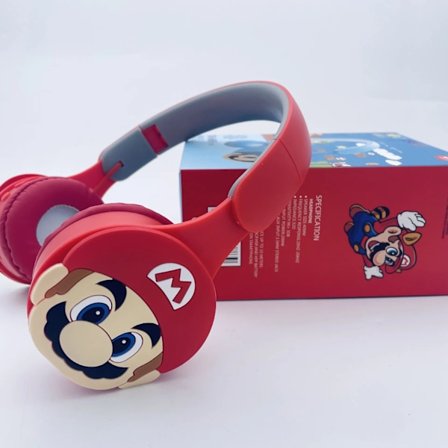Super Mario Stereo Headset Bluetooth Headset Folding Trådløst Tegneserie Sport Spill Headset