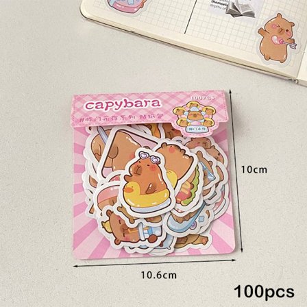 100 Ark Kreative Tegneserie Kapybara Papirvarer Klistremerker DIY Dekor