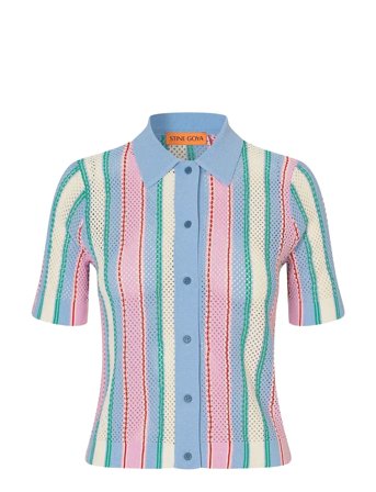 STINE GOYA | 2100 Tricot Knit, Short Sleeve Croc | M