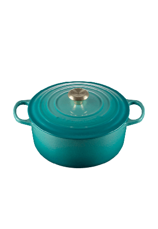 Le Creuset Signature gjutjärn rund gryta 26cm Bleu Riviera Gjutjärnspannor Blå ONESIZE