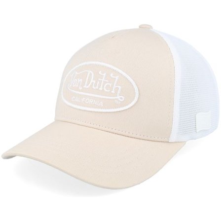Von Dutch - Beige trucker Keps - Oval Patch White/Beige A-Frame Trucker @ Hatstore