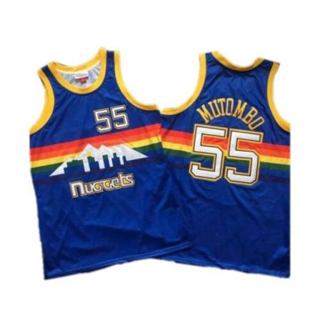 Mænd Kvinder Basketballtrøje MUTOMBO 55# IVERSON 3# ins fashion voksen Kortærmet Top T-shirt Sport Løbe T-shirts blue #55 XL