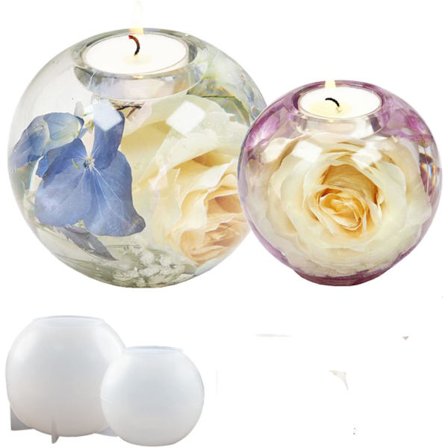 2 st Ljusstake Resinform, Rund Te-Ljusstake Silikonform, Ljusstake Epoxi Gjutform, Smyckeshållare DIY Form