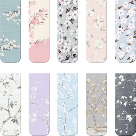 Magnetiske bogmærker, sæt med 10 blomstrede sidemarkører til læsning{REN}