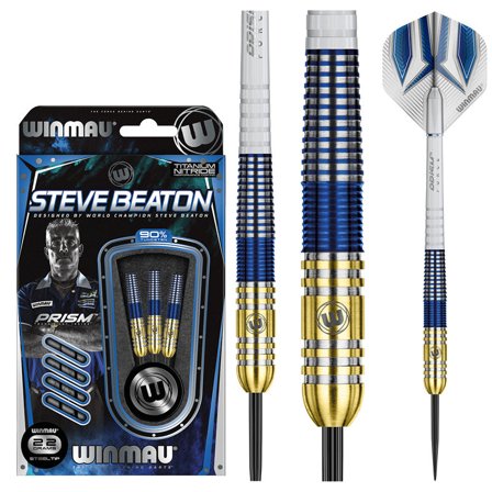 Winmau Steve Beaton Darts 22g/24g/26g Steel Tip Tungsten 90% Blue/Gold/White Prism Force Professional Darts Flights