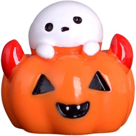 Mini Halloween-figurer, Halloween-miniaturestatuette, Mini-harpiksfigurer til ferie, Indendørs og udendørs boligindretning, Græskarspøgelse