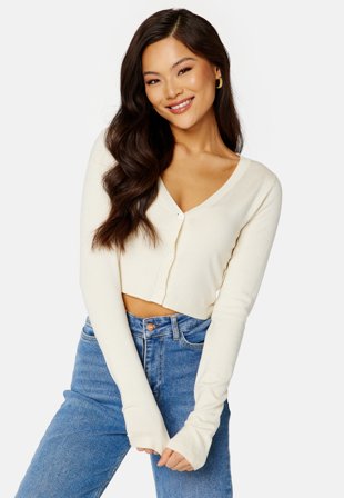 BUBBLEROOM Milena long sleeve cardigan Cream Klær