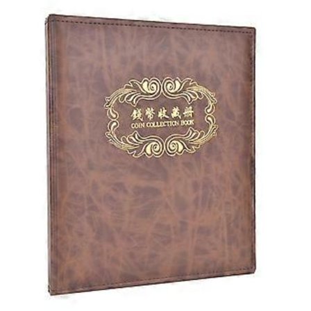 Hul Mønt Album Papirpenge Seddel Samling Bog PU Læderbetræk Samler Holder Brun