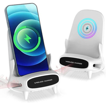 Syntymäpäivälahjat miehille ja naisille, 15 W nopea Qi langaton latausteline äänenvahvistusmuotoilulla