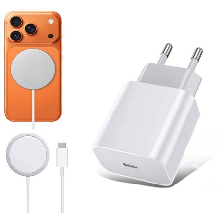 iP-hone17 / Pro / Max Magnetisk Magsafe Laddare (trådlös) med Väggladdare