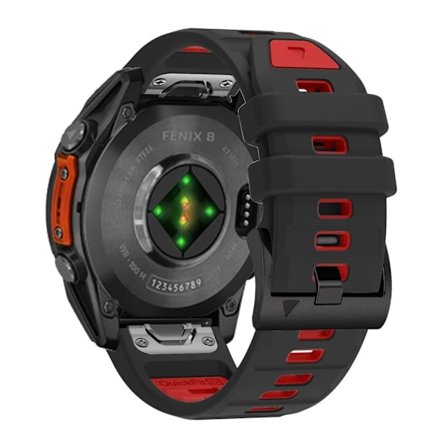 22 mm urrem Garmin Fenix 8 47 mm / Fenix E 47 mm / Quatix 7 Pro Universal Silicone Band - Sort + Rød