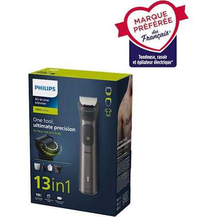 Multifunktionell trimmer - PHILIPS - MG7920/15 Series 7000 - 5 W - 60 min - Snabbladdning - 13 tillbehör - Mörkgrå