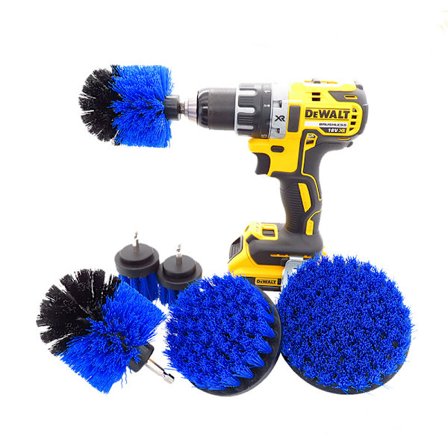6 st bils hjul däck fälg skrubb rengöringsborste borr kit tvätt tvättverktyg renare blå