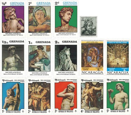 Michelangelo - 14 forskellige frimærker 1961-1975 - Postfrisk