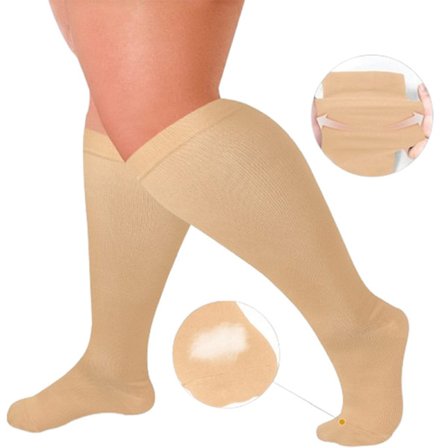 Kompressiosukat Tukipolvisukka XXL-4XL, Kompressiosukka juoksuun & urheiluun, leveä pohje, juoksuun, maratoniin, vaellukseen & pyöräilyyn