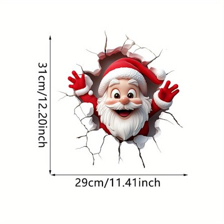 1 stk. Julemand der bryder gennem væggen Badeværelse Soveværelse Toilet Klistermærke Hjem Dekoration Væg Klistermærke Selvklæbende Væg Klistermærke 