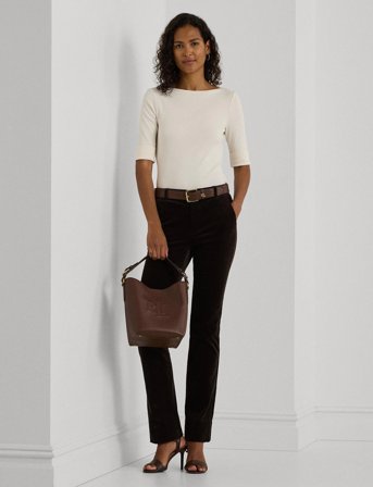 Lauren Ralph Lauren Stretch Cotton Boatneck Tee - Cream - L