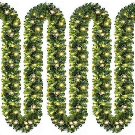 5m Grøn Juleguirlande med 100 Varmhvide LED-lys til Indendørs & Udendørs [JSR]