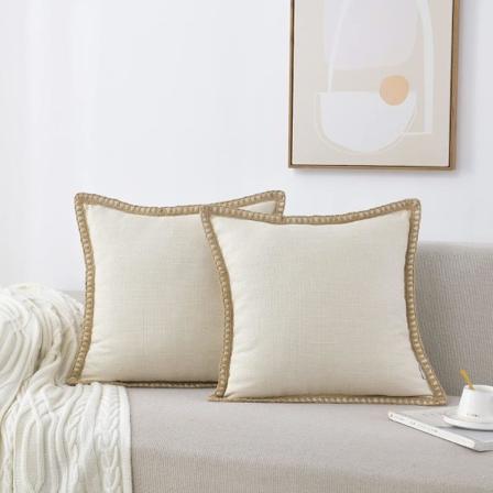 2-pack linnebeige kuddfodral 45x45 cm dekorativa bondgård