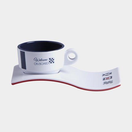 Espressobekers in melamine met schotels Marine Business Venezia, non-slip, wit/rood/blauw, 8 cl / 80 ml, 6-pack