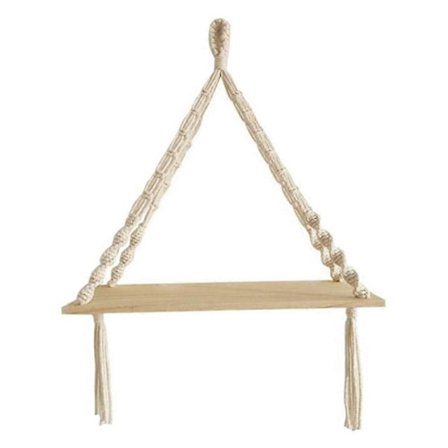 Bohemsk Vegghengt Hylle Håndlaget Tapet Bomullsrepshylle Planteholder Hjemmedekorasjon