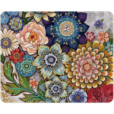 Hiirimatto ommelluilla reunoilla, Premium-pintainen hiirimatto, liukumaton kumipohja 260×210×3mm, mehikasvi-kukka