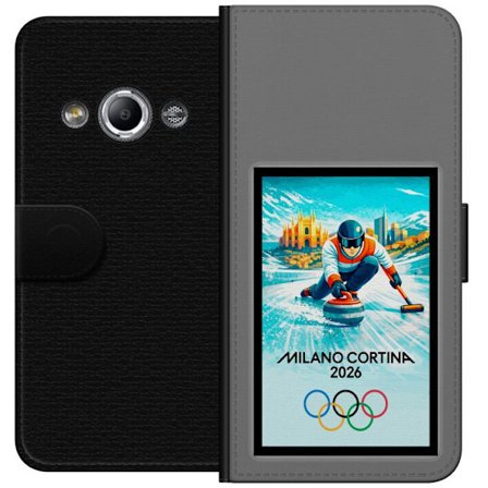 Yhteensopiva Lompakkokotelo Samsung Galaxy Xcover 3 Jääkiekkoilukuva, jossa pelaajat liikkuvat jäällä, Milano Cortina 2026, Milanin maamerkit ja olymp