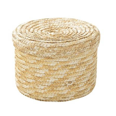 1 st Handvävd Vetehalm Korg Rund Förvaringslåda För Hemorganisation