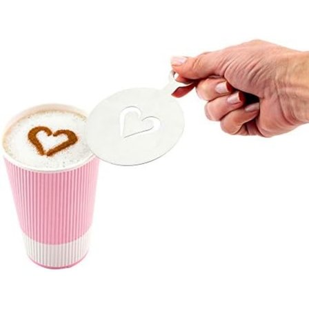 8,5x12cm Latte Stencil 1 Hjärta Kaffestensil - Kaffekonstmall Dekorera Cupcakes Kakor eller Cookies Rostfritt Stål C