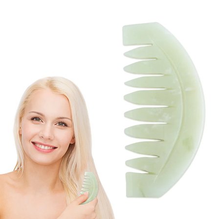 Guasha Ansiktsskrapa Hårmassage Naturlig Jade Kam Gua Sha Skrapande Hårbotten Kam Vård Massager Verktyg SPA Triggerpunktsbehandling~05969