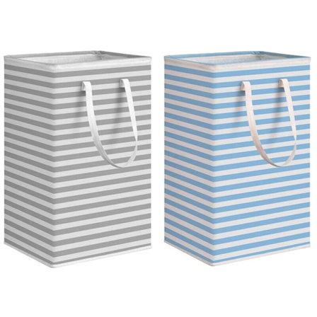 2 pyykkikoria, vapaasti seisova pyykkikori, suuri taitettava kevyt kori pyykille, vaatteille, -B