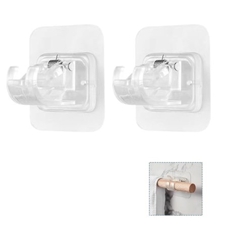 2-pack självhäftande gardinstångshållare, gardinkrok, gardinstångshållare, gardinstång utan borrning för hem, badrum, fäst gardin